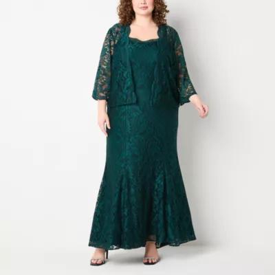 Maya Brooke Plus Lace Womens Jacket Dress Product Image