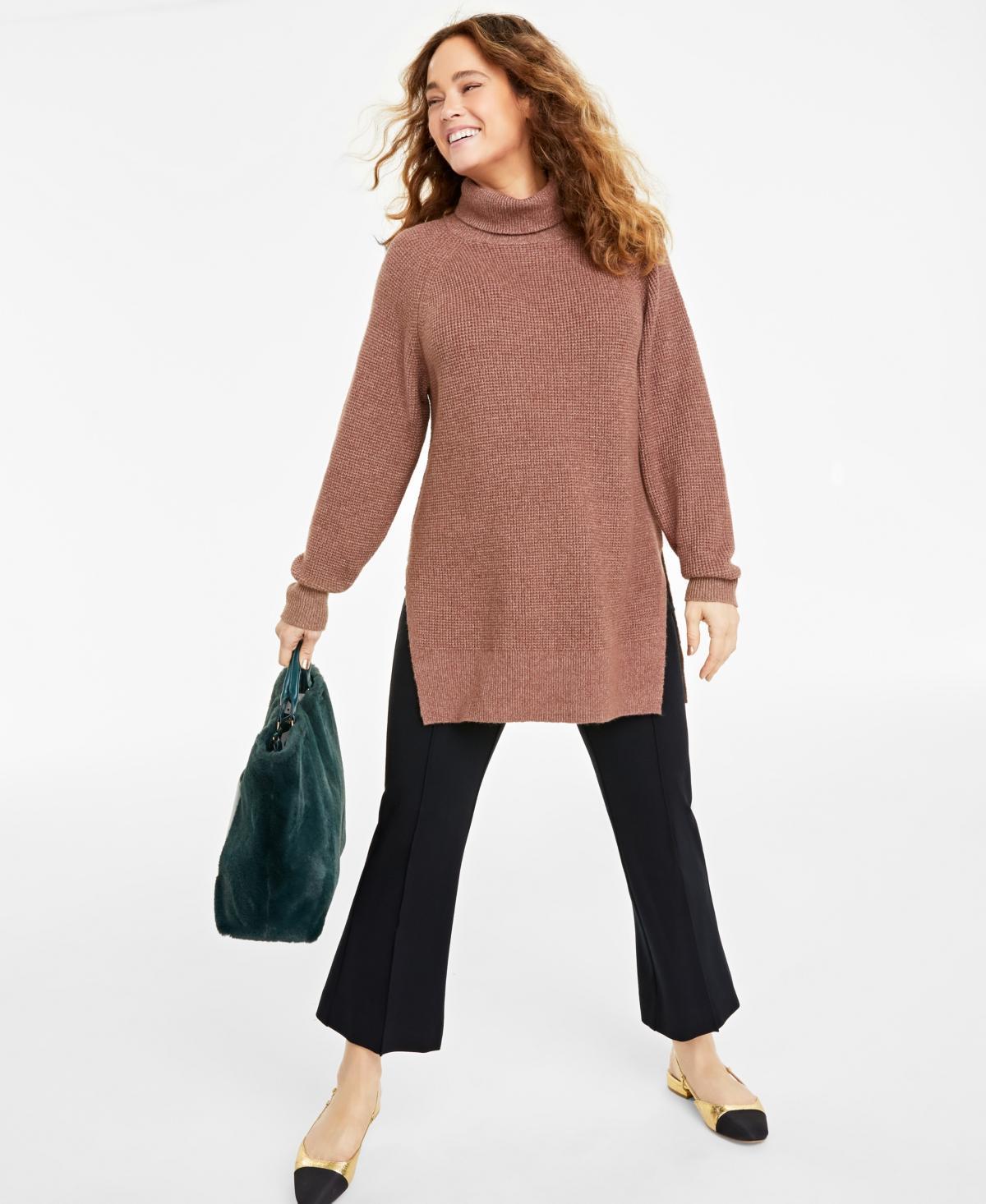 On 34th Womens Turtleneck Waffle-Knit Tunic Sweater, Created for Macys Product Image