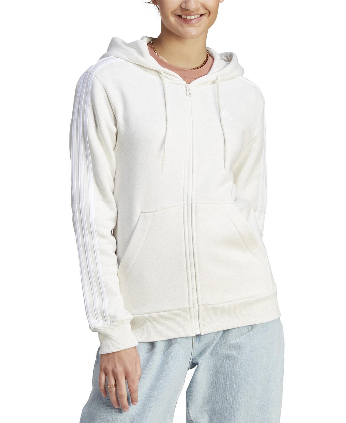 Womens adidas Essentials 3-Stripes Full-Zip Fleece Hoodie Product Image