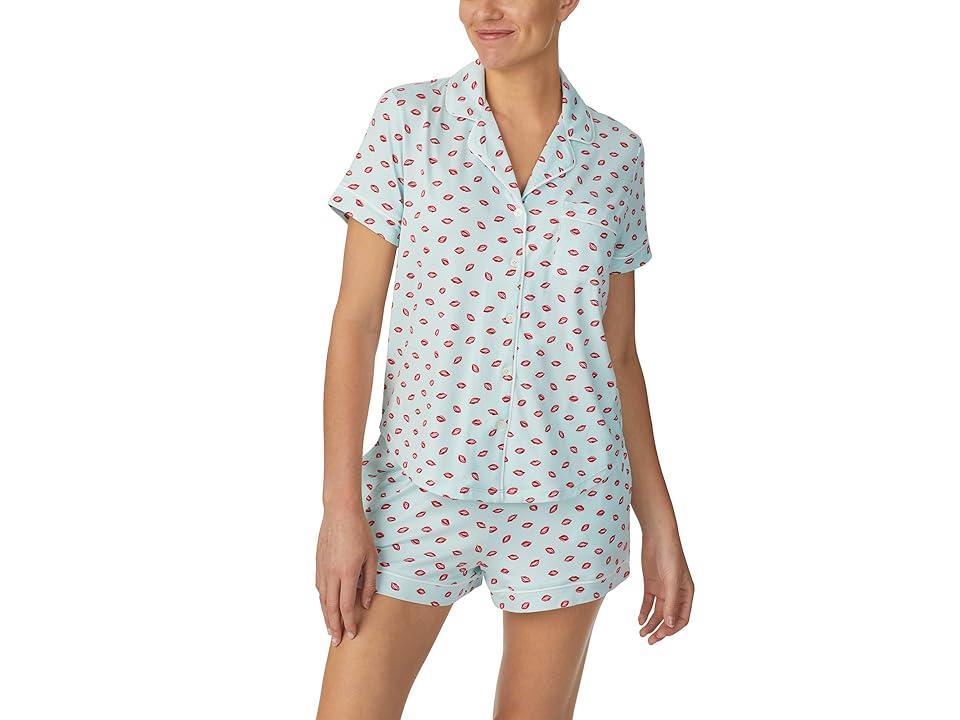 Kate Spade New York Short Sleeve Notch Short Set Glow Lips) Women's Pajama Sets Product Image