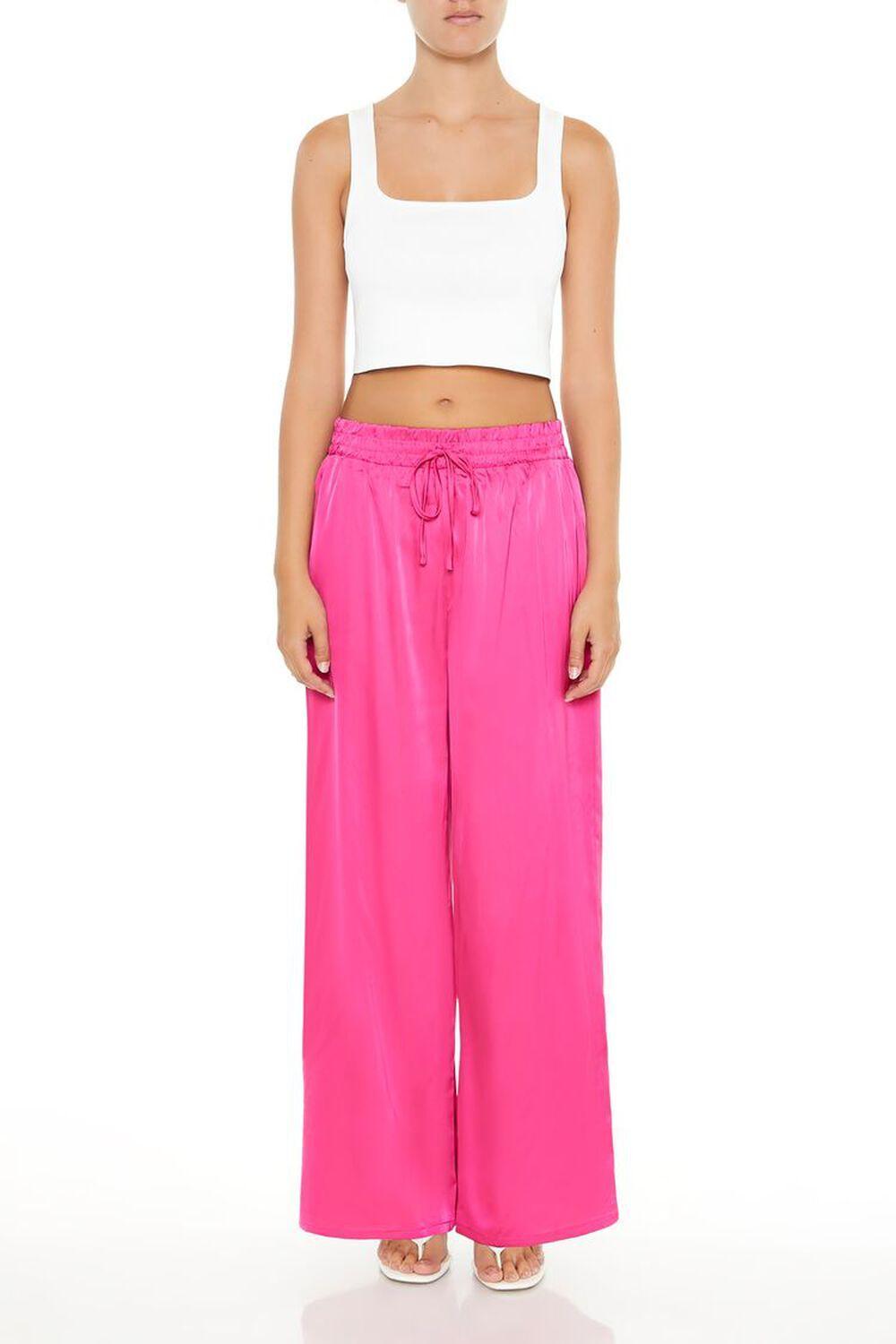 Satin Wide-Leg Drawstring Pants | Forever 21 Product Image