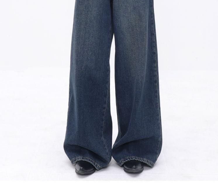 High Waist Washed Wide Leg Jeans Product Image