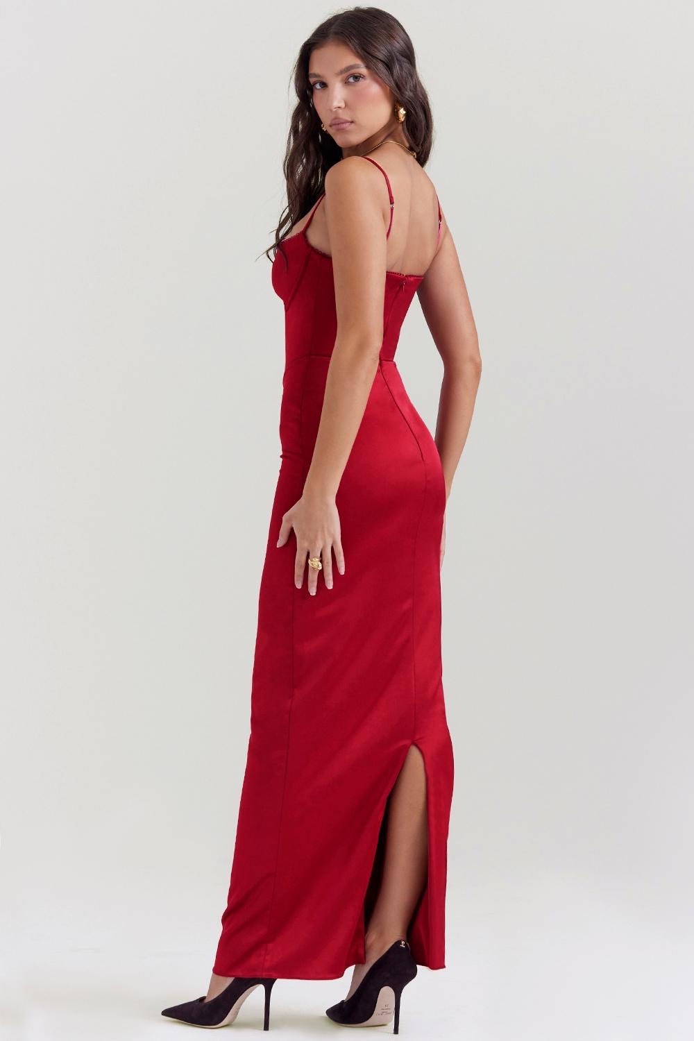 Stefania Ruby Corset Maxi Dress Product Image