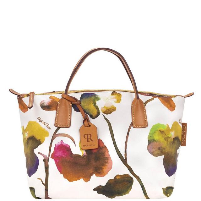 Dooney & Bourke Womens Roberta Pieri Flower Classic Small Robertina Fabric Tote Shopping Bag in White Product Image