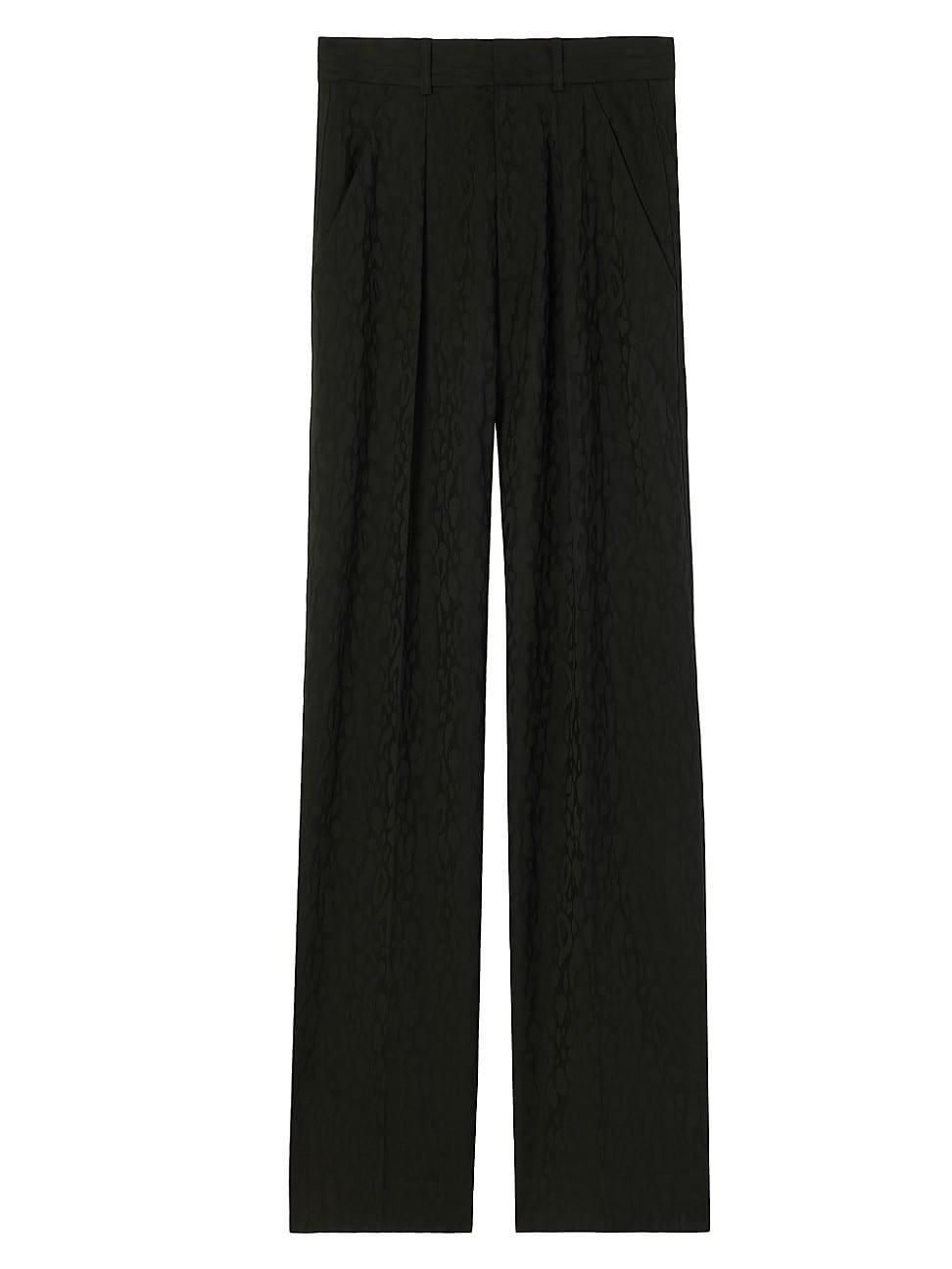 Womens Leopard Wool Jacquard Trousers Product Image