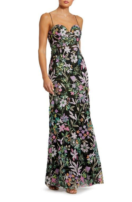 Womens Floral Sequined Sleeveless Maxi Dress Product Image