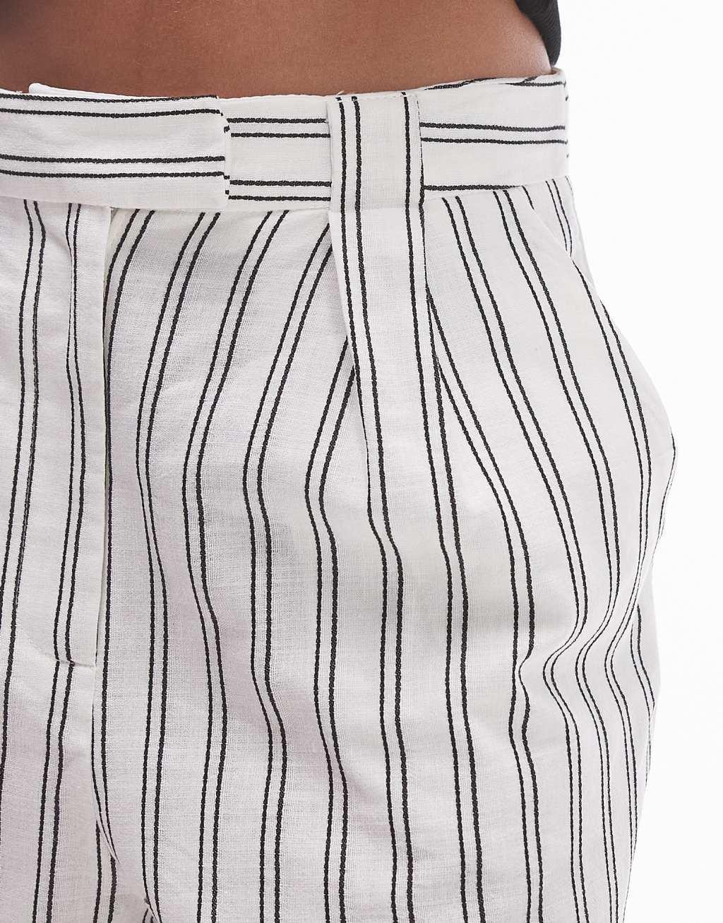 Topshop stripe tailored short in mono Product Image