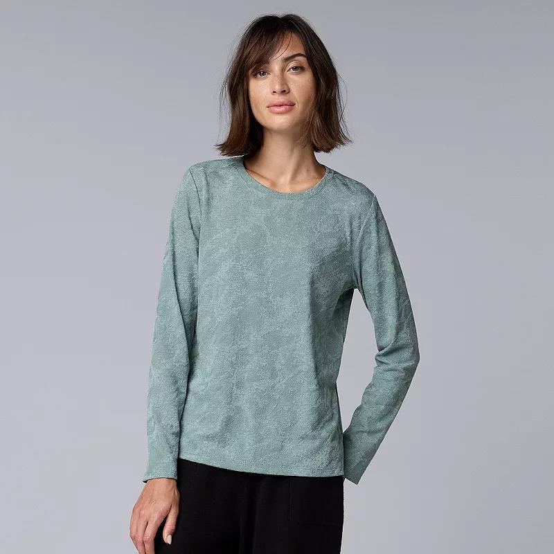 Womens Simply Vera Vera Wang Long Sleeve Crew Neck Tee Dark Dill Grey Product Image