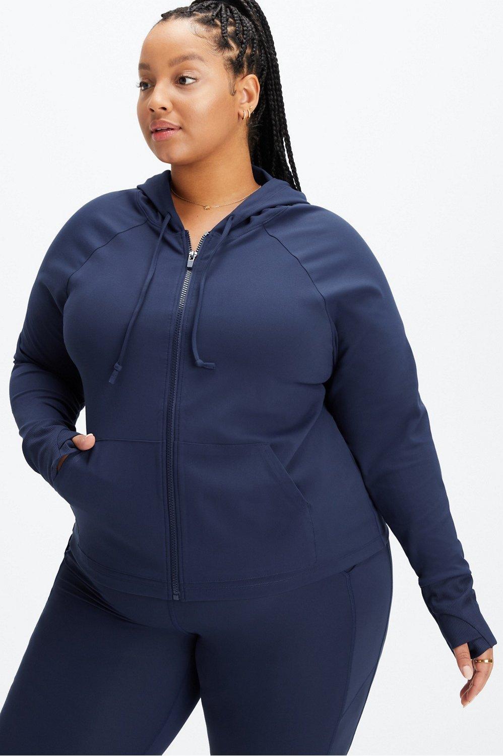 Fabletics Oasis Cropped Hoodie Womens blue plus Size 2X Product Image