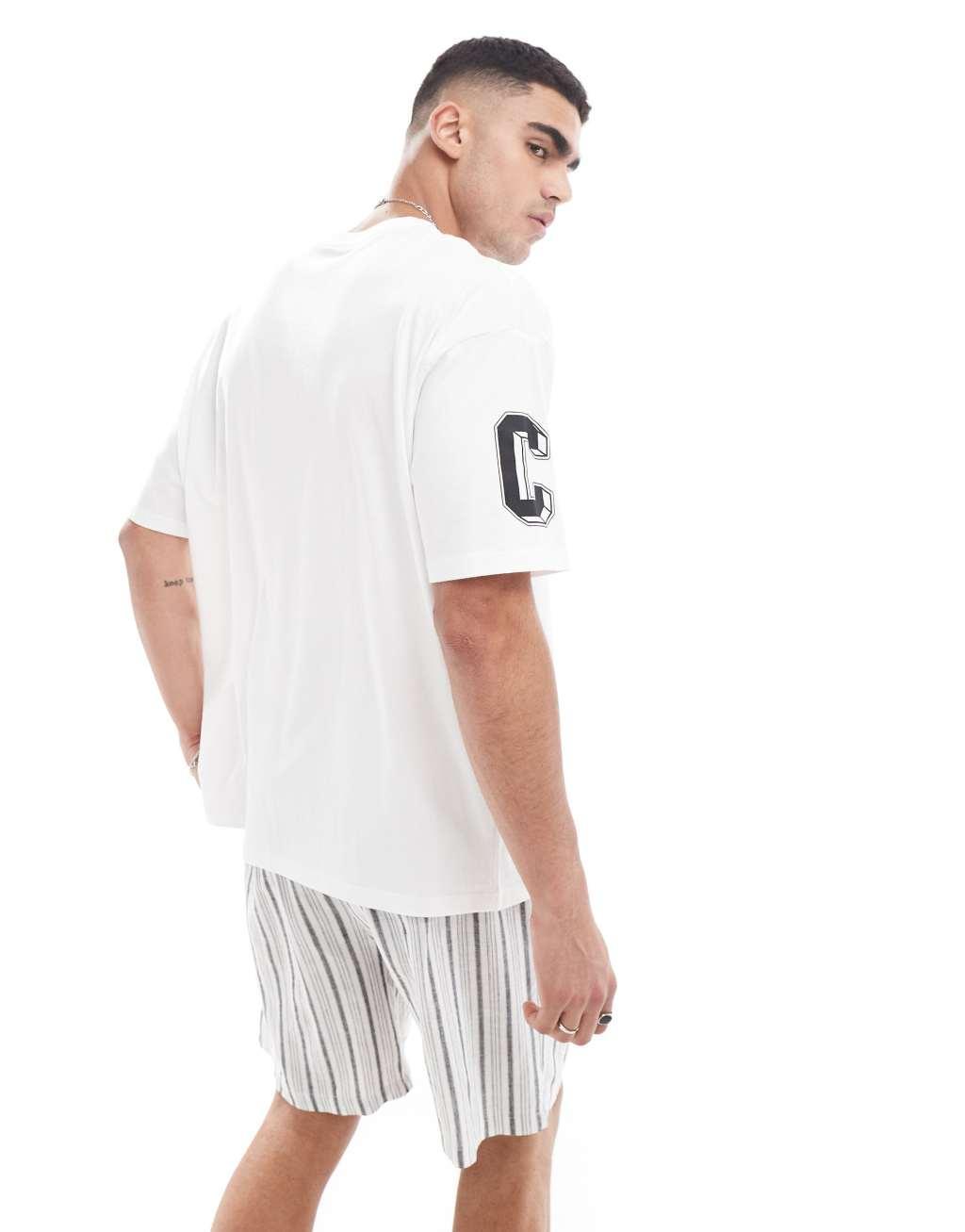 ASOS DESIGN oversized t-shirt in white with multi placement print Product Image