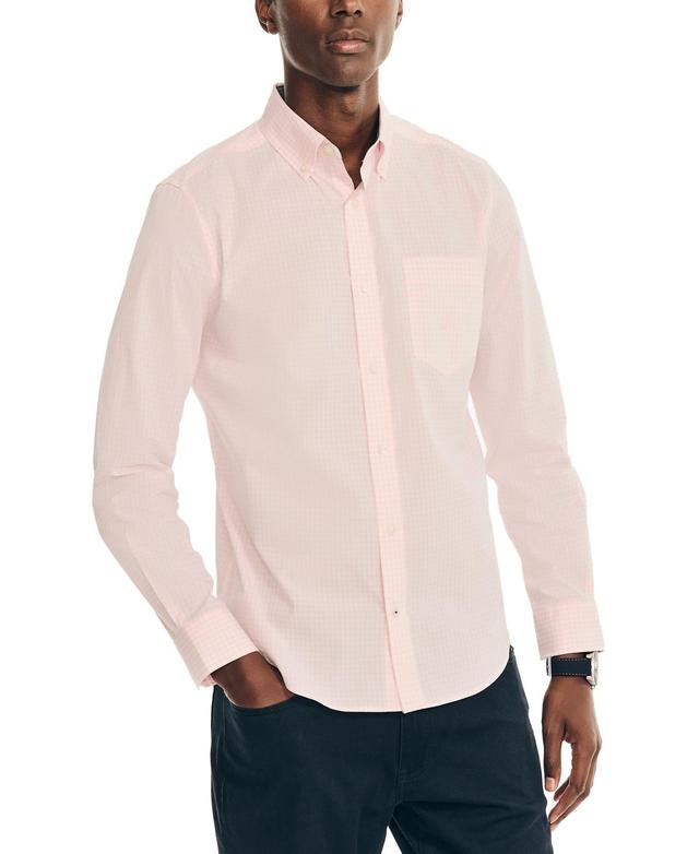 Nautica Mens Classic-Fit Long-Sleeve Gingham Check Poplin Shirt Product Image