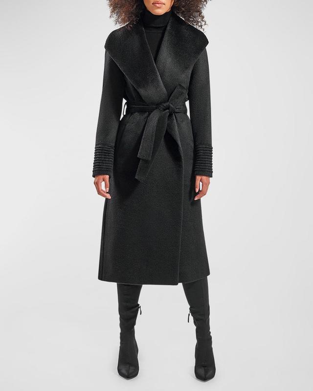 Womens Belted Alpaca-Blend Wrap Coat Product Image