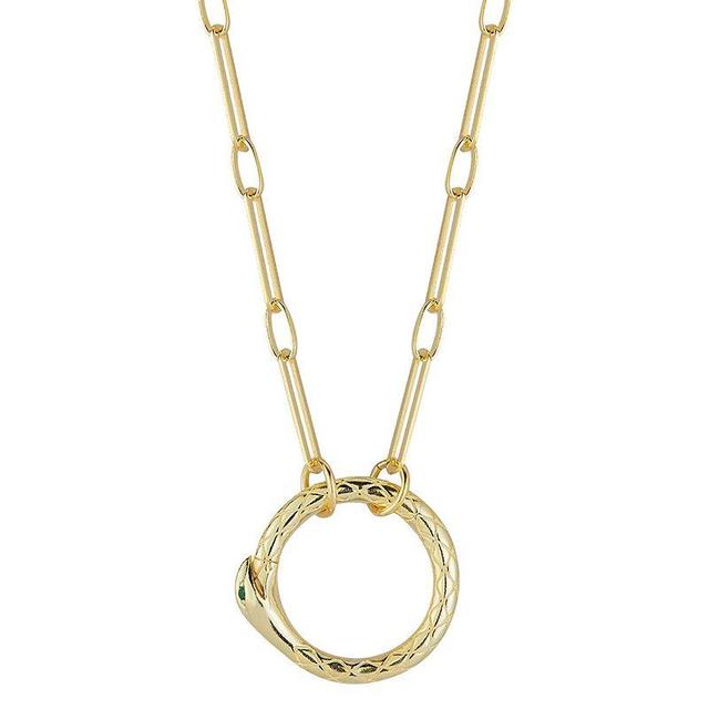 Sunkissed Sterling 14k Gold Over Silver Cubic Zirconia Ouroboros Snake Necklace, Womens Gold Tone Product Image