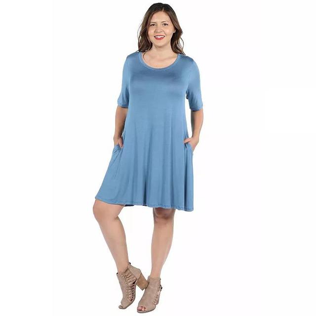 Plus Size 24seven Comfort Apparel Knee Length Pocket T-Shirtdress, Womens Product Image