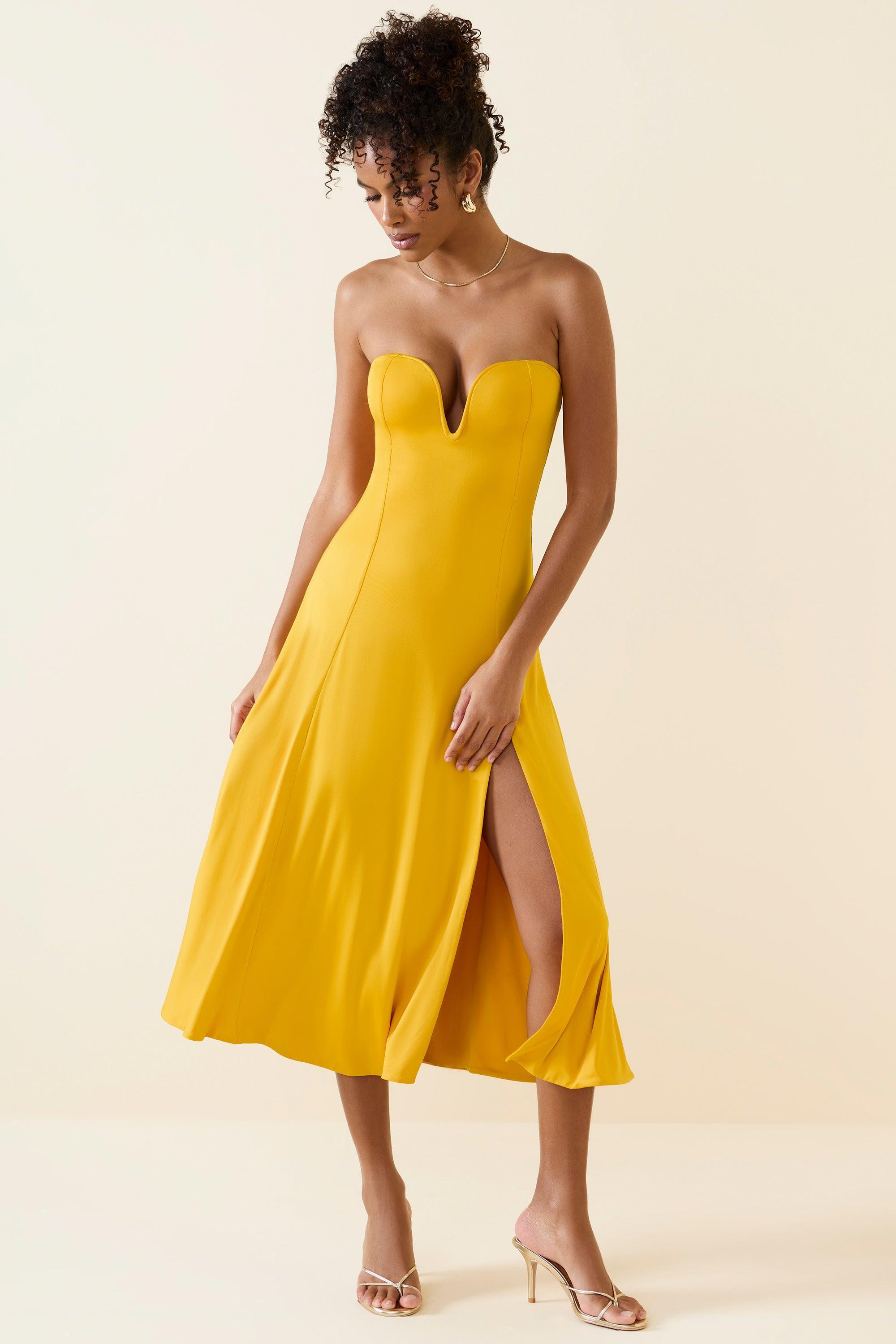 Bandeau Midaxi Dress in Golden Yellow Product Image