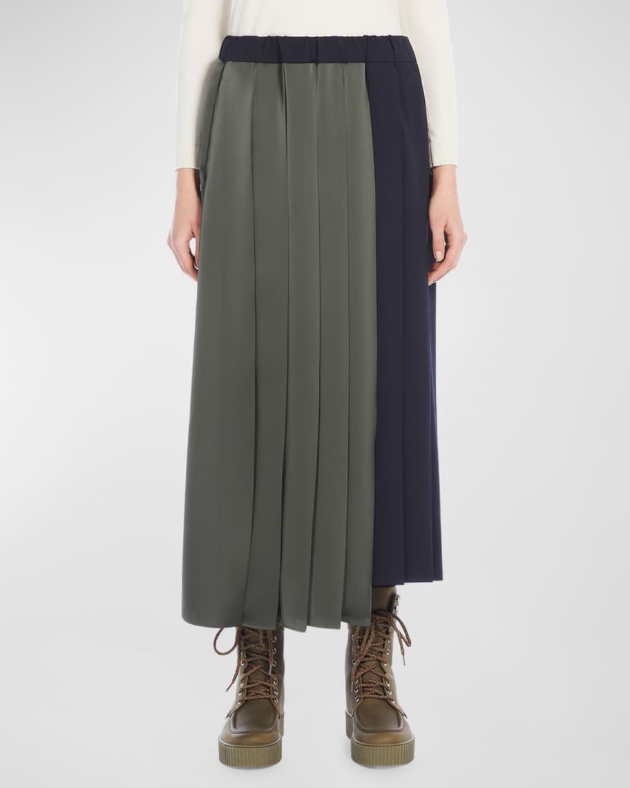 Managua Pleated Colorblock Midi Skirt Product Image