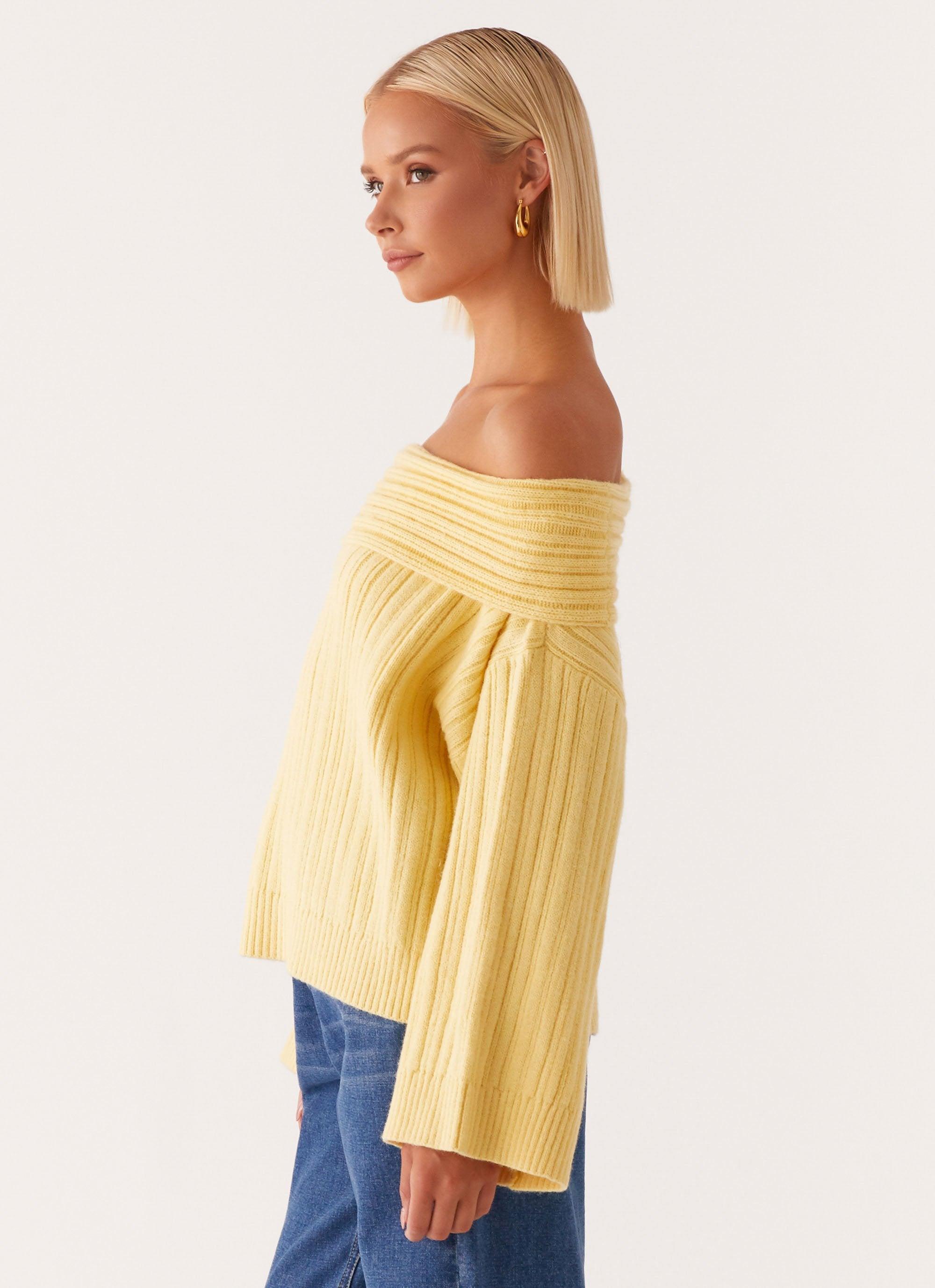 Federica Off Shoulder Knit - Lemon Product Image