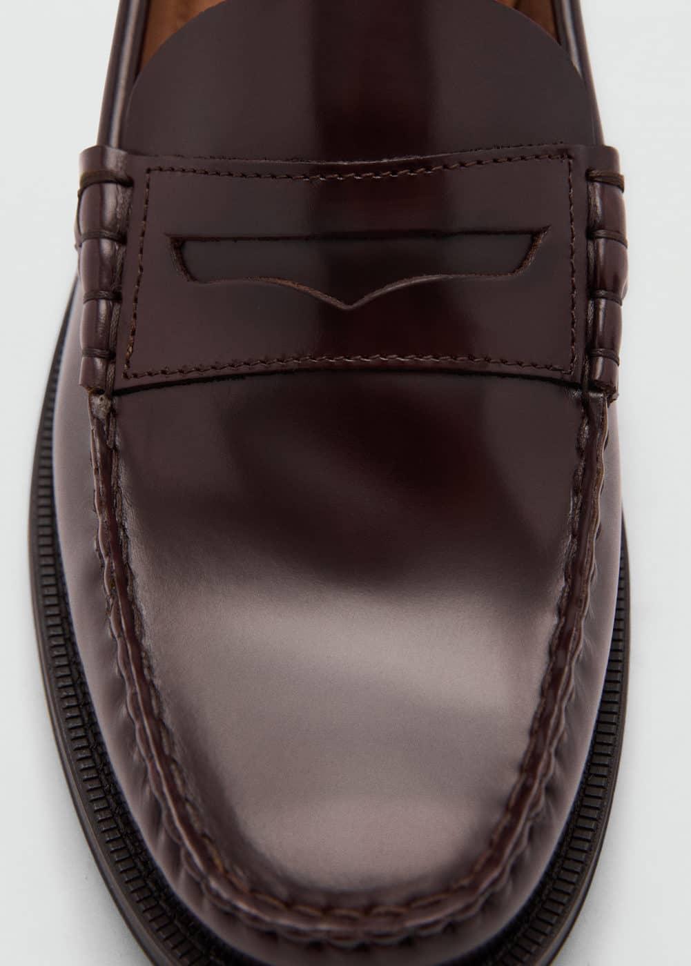 MANGO MAN - Aged-leather loafers burgundyMen Product Image