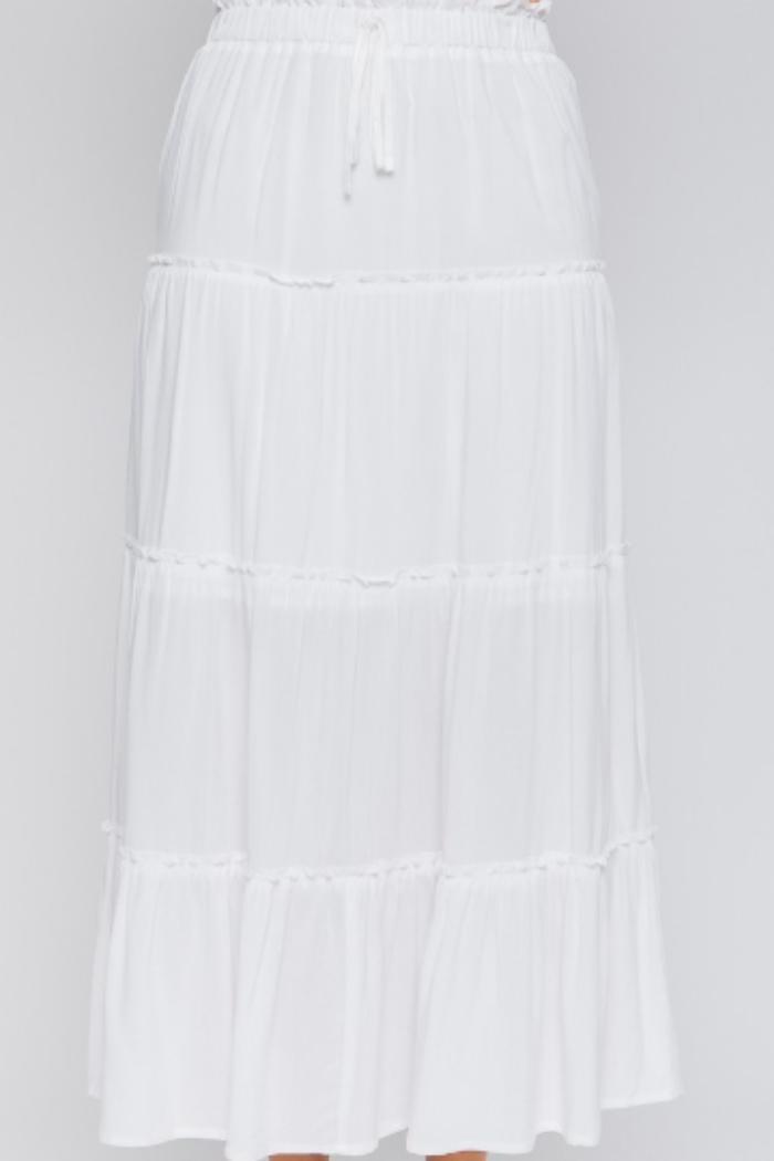 White Tiered Maxi Skirt Product Image