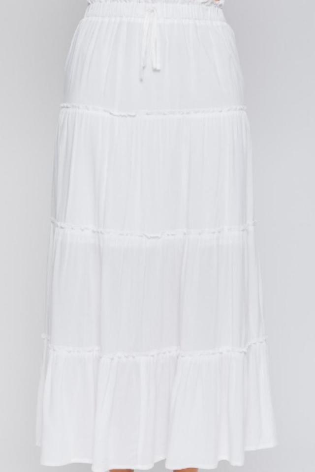 White Tiered Maxi Skirt Product Image