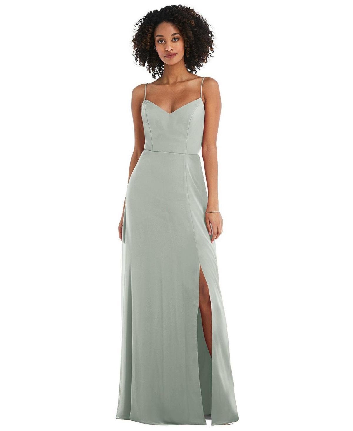 Womens Tie-Back Cutout Maxi Dress with Front Slit Product Image