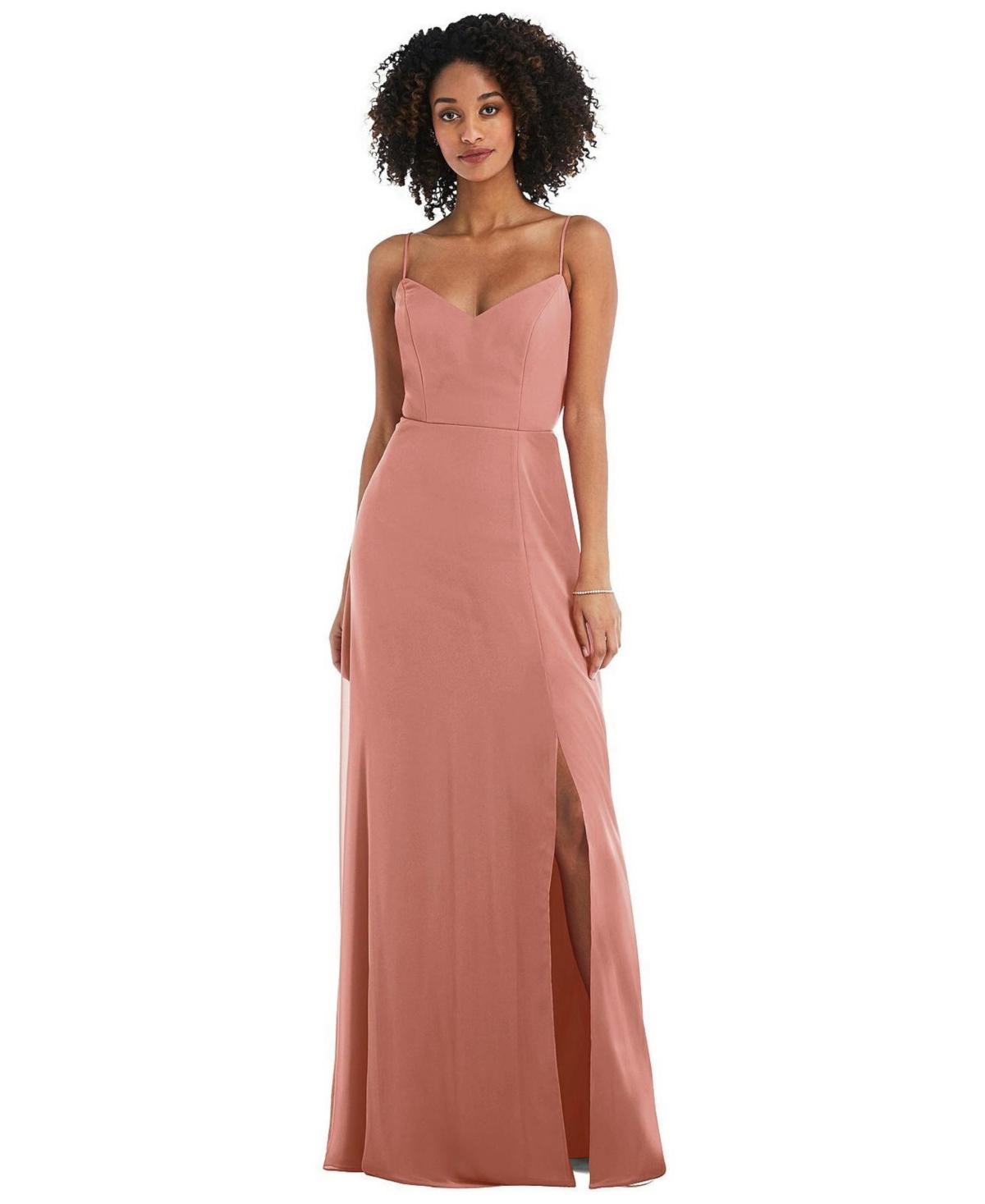 Womens Tie-Back Cutout Maxi Dress with Front Slit Product Image