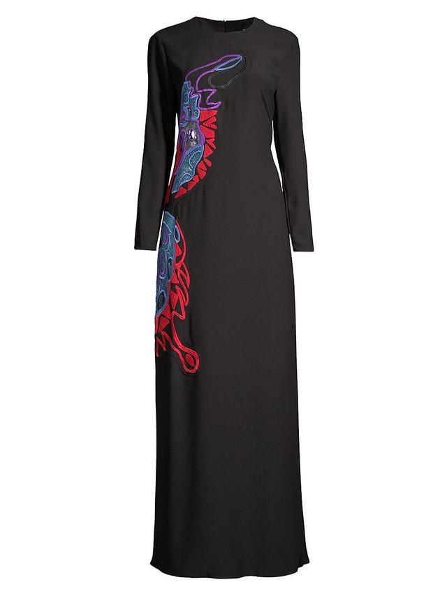 Womens Butterfly-Embroidered Maxi Dress Product Image