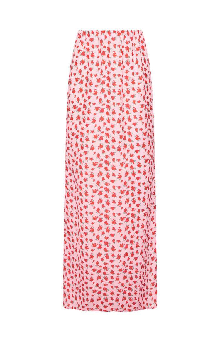 Yesterday Pink Floral Maxi Skirt Product Image