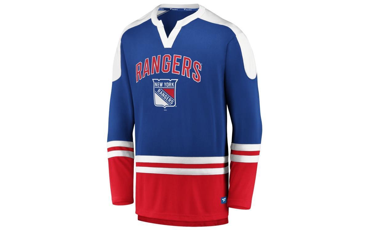 Majestic Mens New York Rangers Slapshot Crew Shirt - Blue Product Image