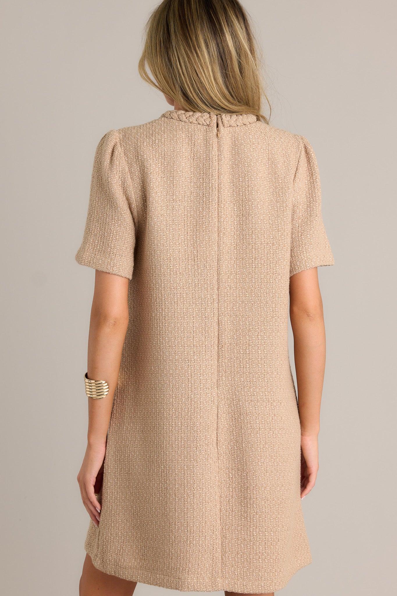 Midsummer Nights Beige Tweed Mini Dress (RESTOCK SEPTEMBER) Product Image