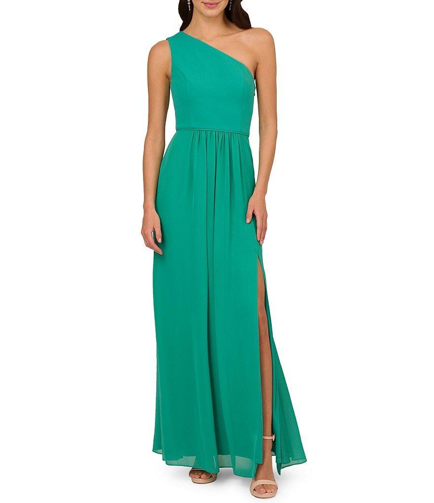 Adrianna Papell One Shoulder Sleeveless Chiffon Gown Product Image