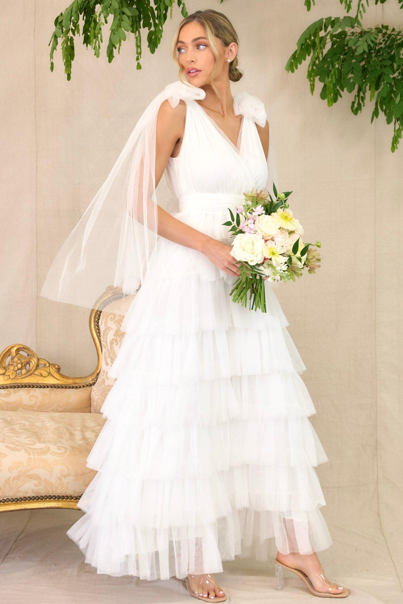 Creating Memories White Tiered Tulle Maxi Dress Product Image