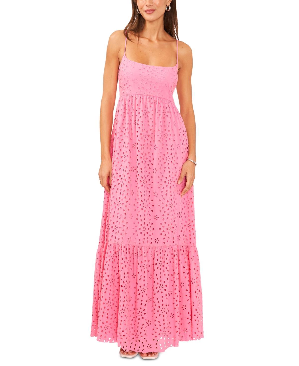 1.state Womens Eyelet Embroidered Cotton Maxi Dress Product Image