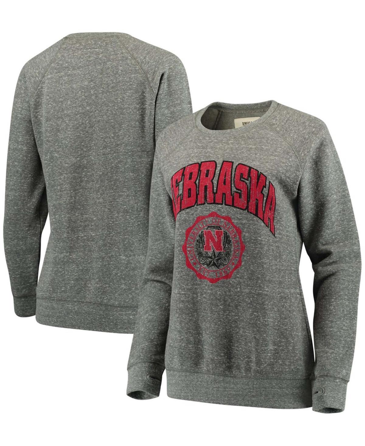 Womens Pressbox Heathered Gray Nebraska Huskers Edith Vintage Knobi Pullover Sweatshirt Product Image