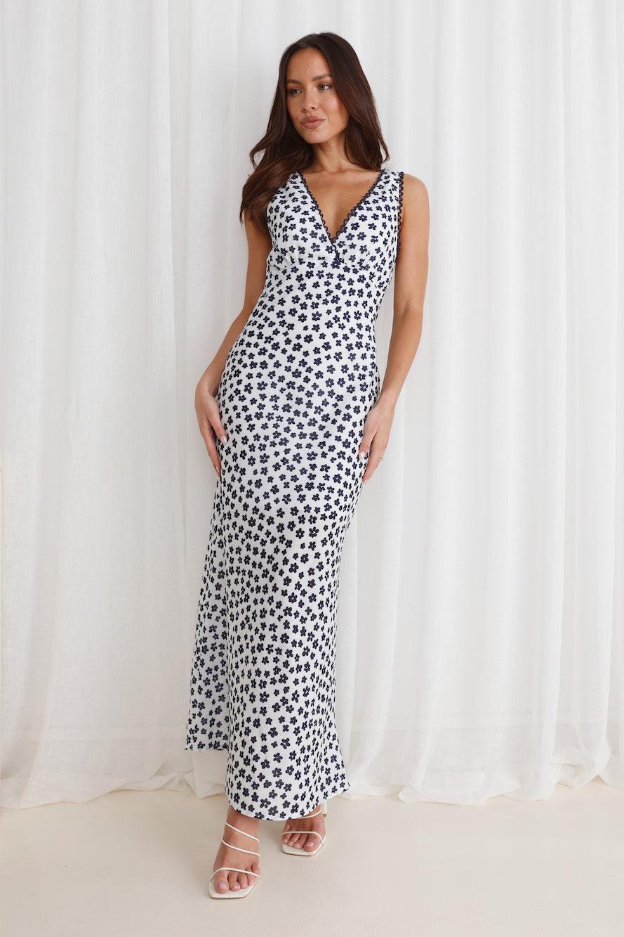 Picked Flowers Maxi Dress White Product Image