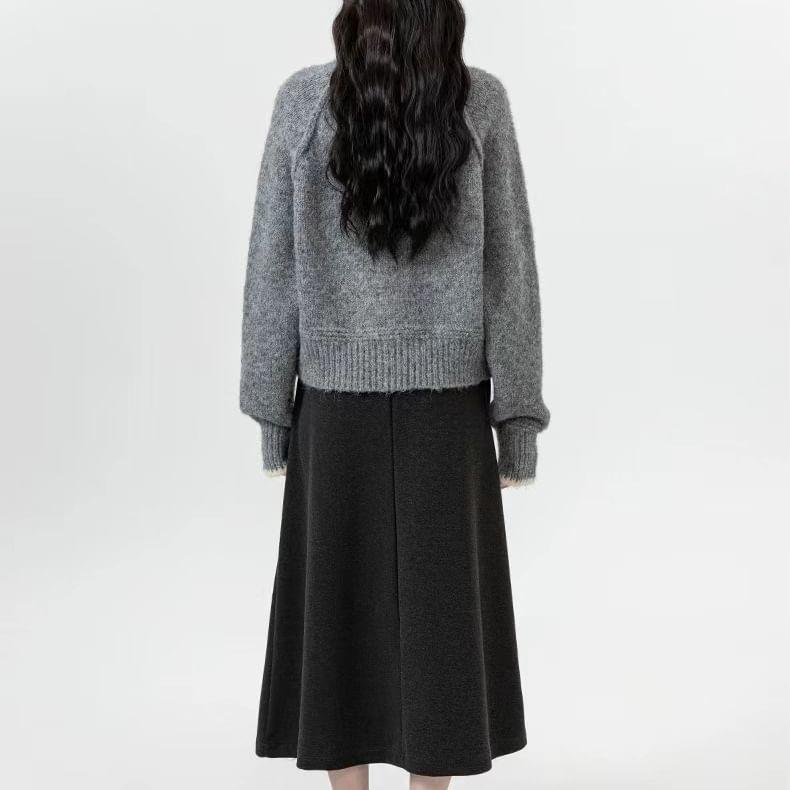 Round Neck Contrast Trim Oversized Sweater Product Image