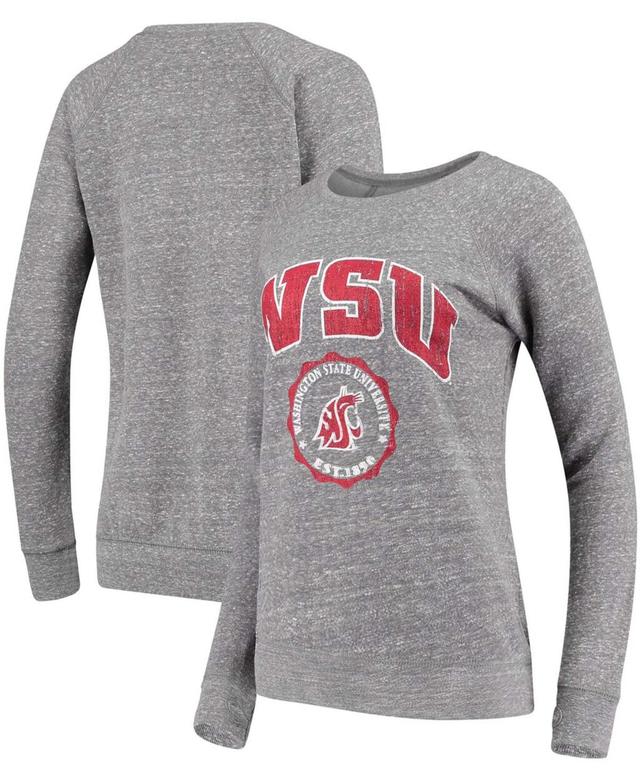 Womens Heathered Gray Washington State Cougars Edith Vintage-Like Knobi Pullover Sweatshirt Product Image