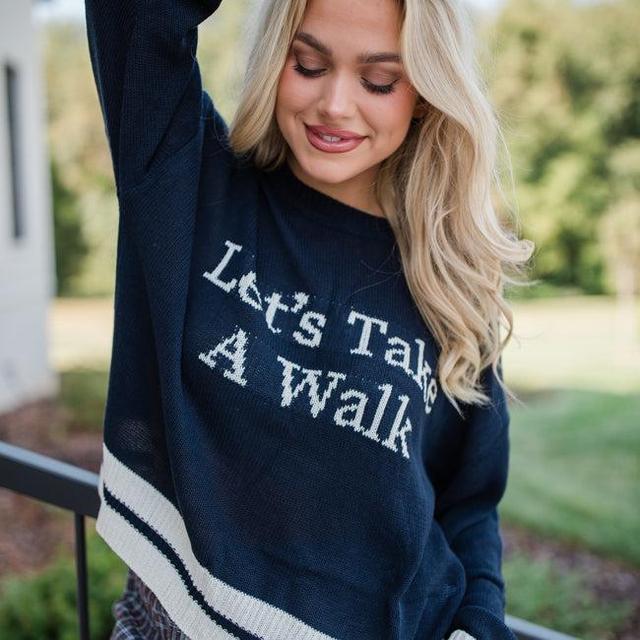 Let's Go For A Walk Navy Sweater Product Image