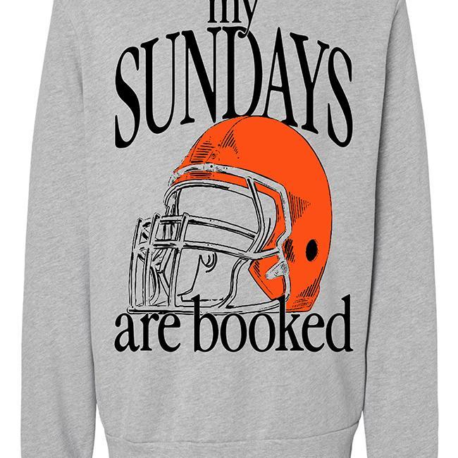 My Sundays Are Booked Orange Light Grey Oversized Graphic Sweatshirt Product Image