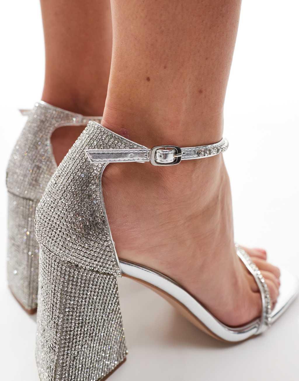 Simmi London Priya Embellished Sandal in Silver Product Image