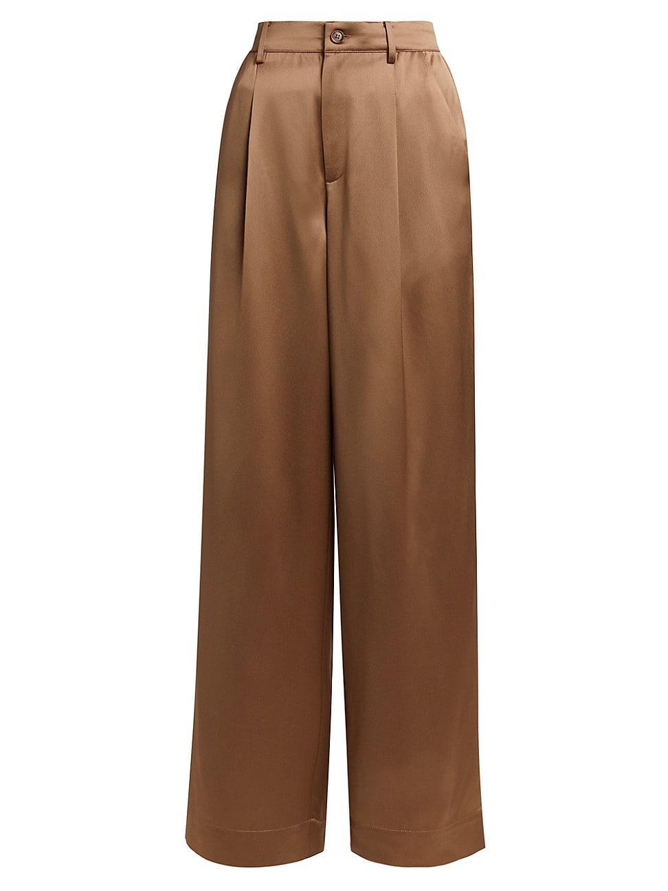 Womens Noura Satin High-Rise Wide-Leg Pants Product Image