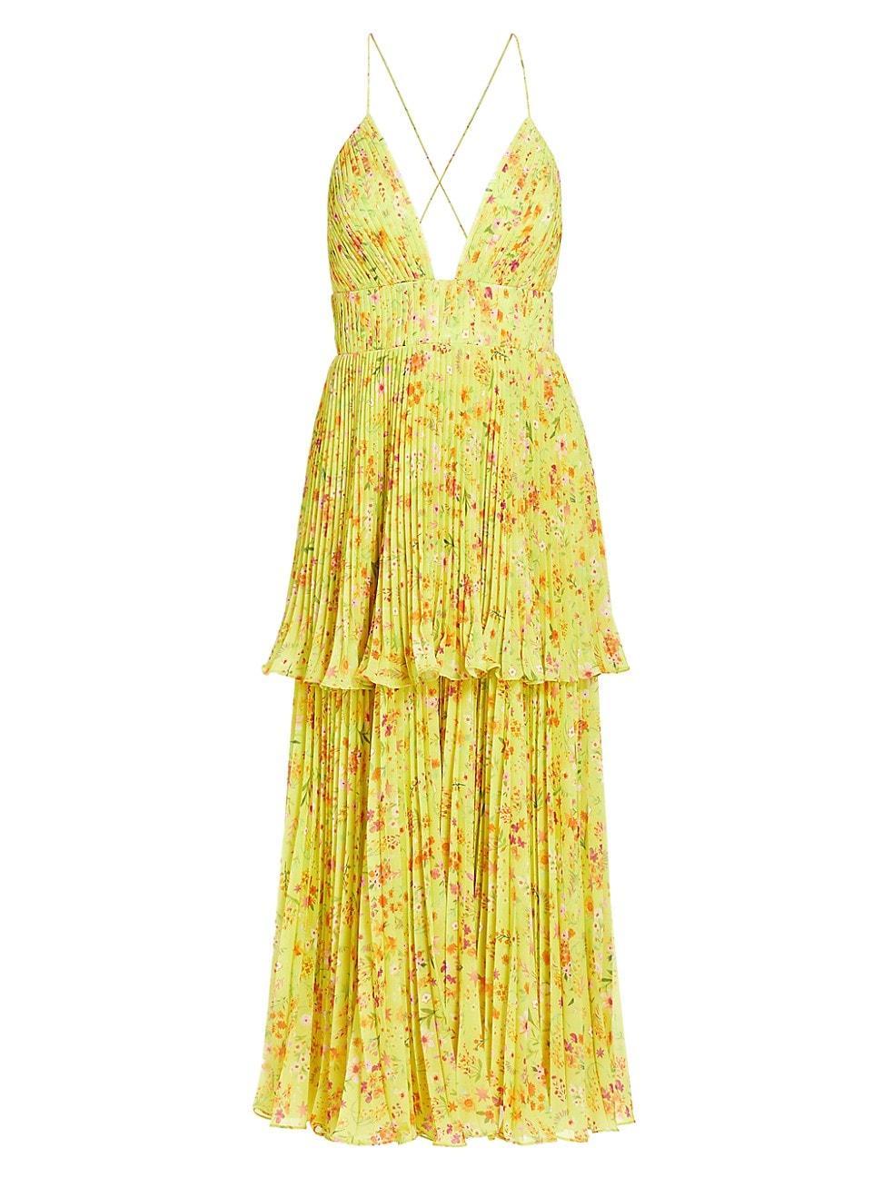 Womens Nico Floral Pleated Tiered Midi-Dress Product Image