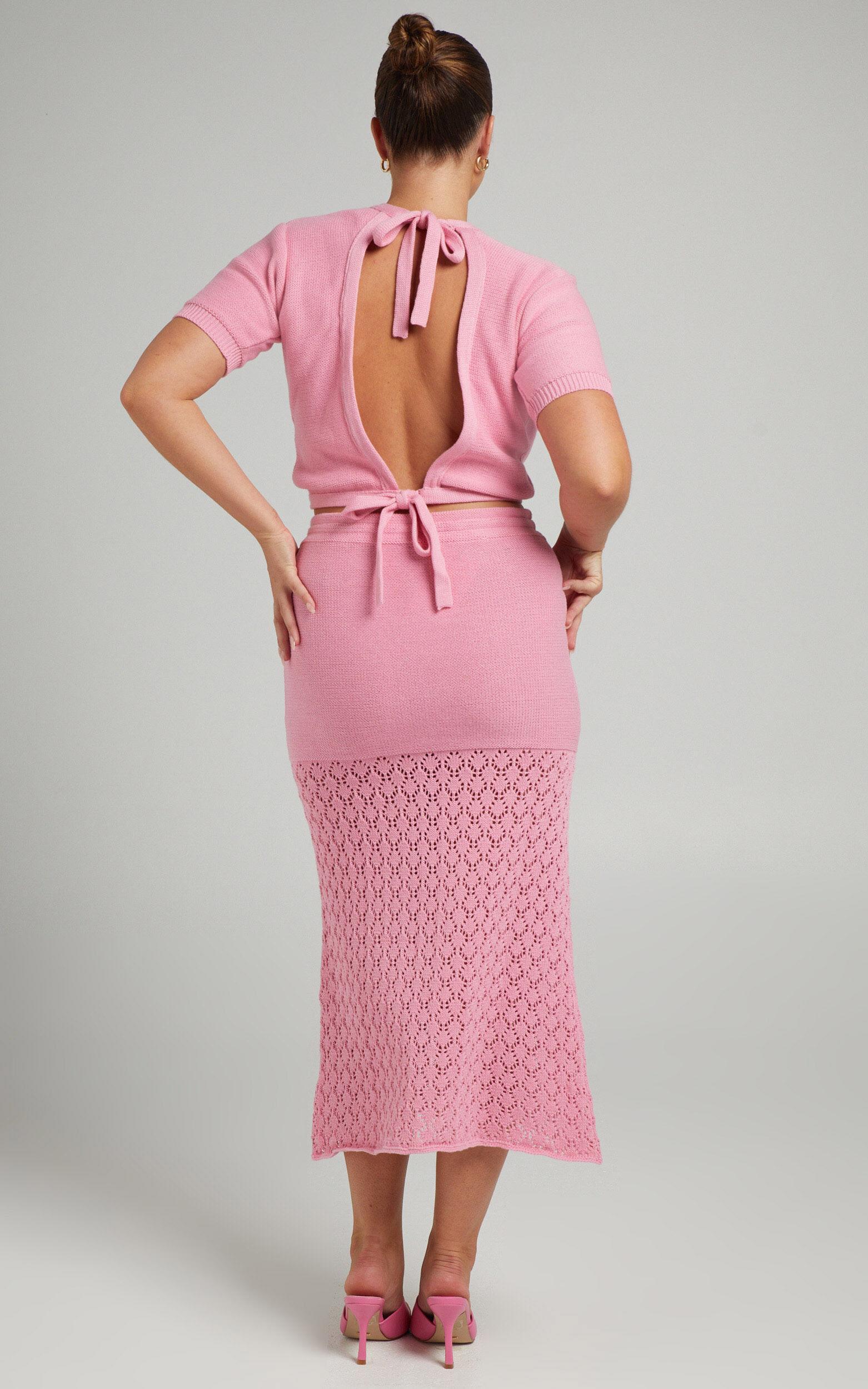 Rue Stiic - Paloma Knit Midi Skirt in Pink Product Image