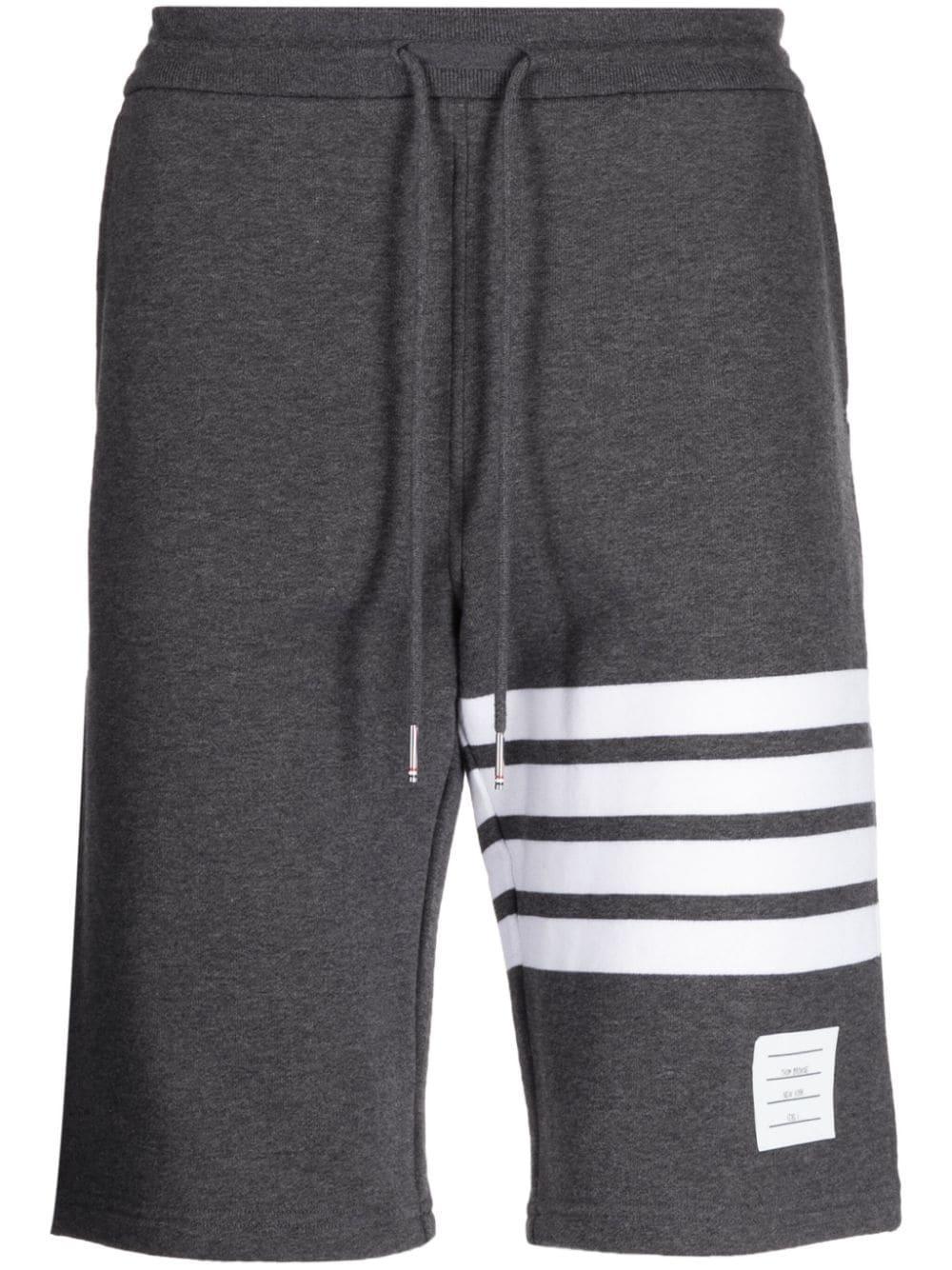 THOM BROWNE 4-bar Cotton Track Shorts In Grey Product Image