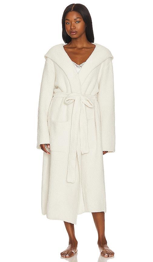 Barefoot Dreams CozyChic(r) Ribbed Hooded Robe (Cream) Women's Robe Product Image