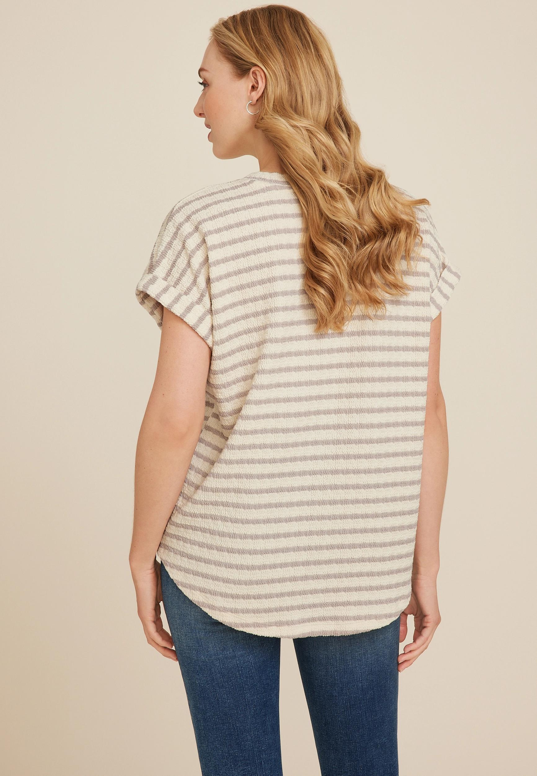 24/7 Clara Textured V Neck Tee Product Image