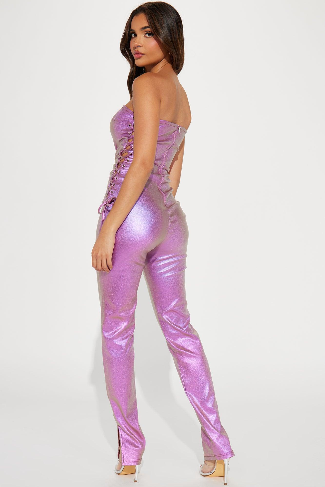 High Expectations Metallic Jumpsuit - Pink Product Image