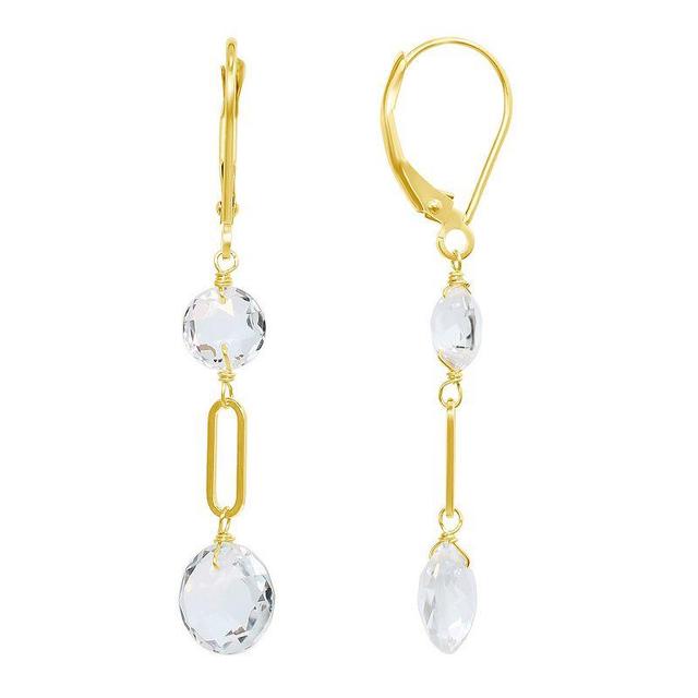 Jewelmak 14k Gold White Topaz Coin Leverback Earrings, Womens Product Image