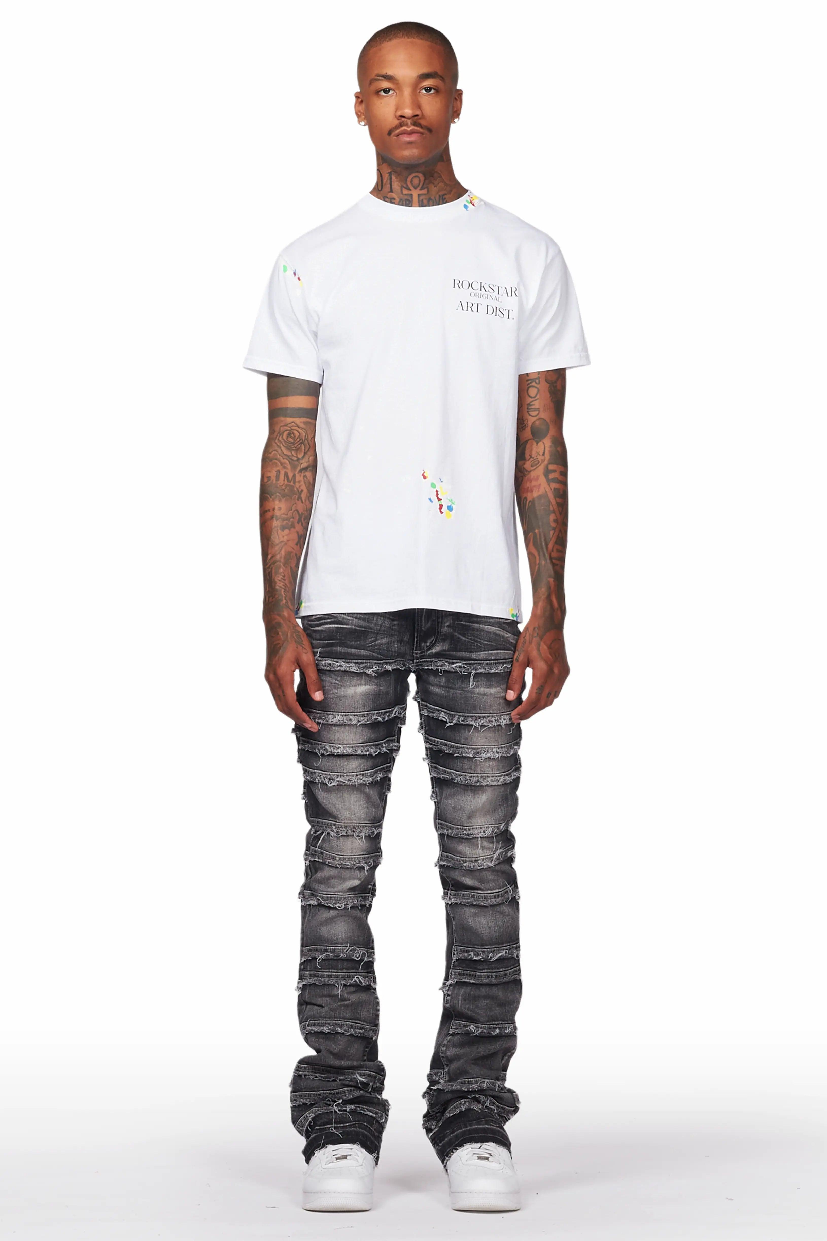 Silvan Dark Grey Stacked Flare Jean Male Product Image