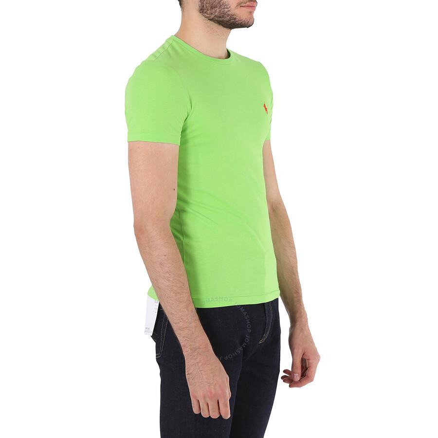 Men's Green Logo Embroidered Short-sleeve T-shirt Product Image